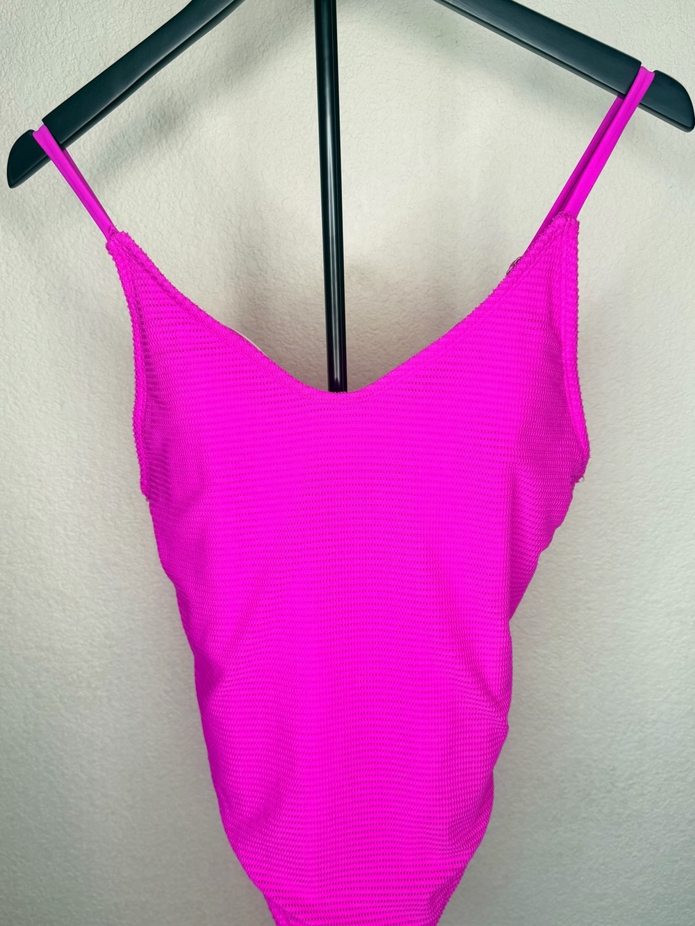 Bright Hot Pink Textured One-Piece Swimsuit with side cut-outs on both sides